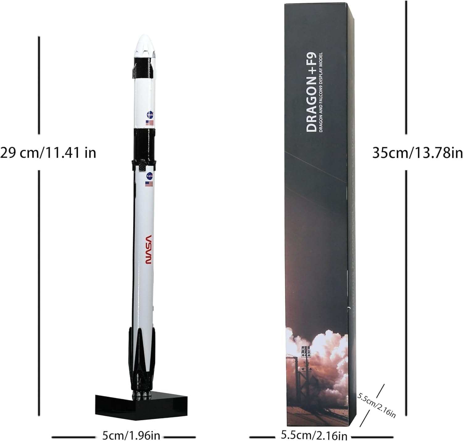 Amazon.com: AYGITAL Space X Falcon 9 + Dragon 1/233 Diecast Rocket